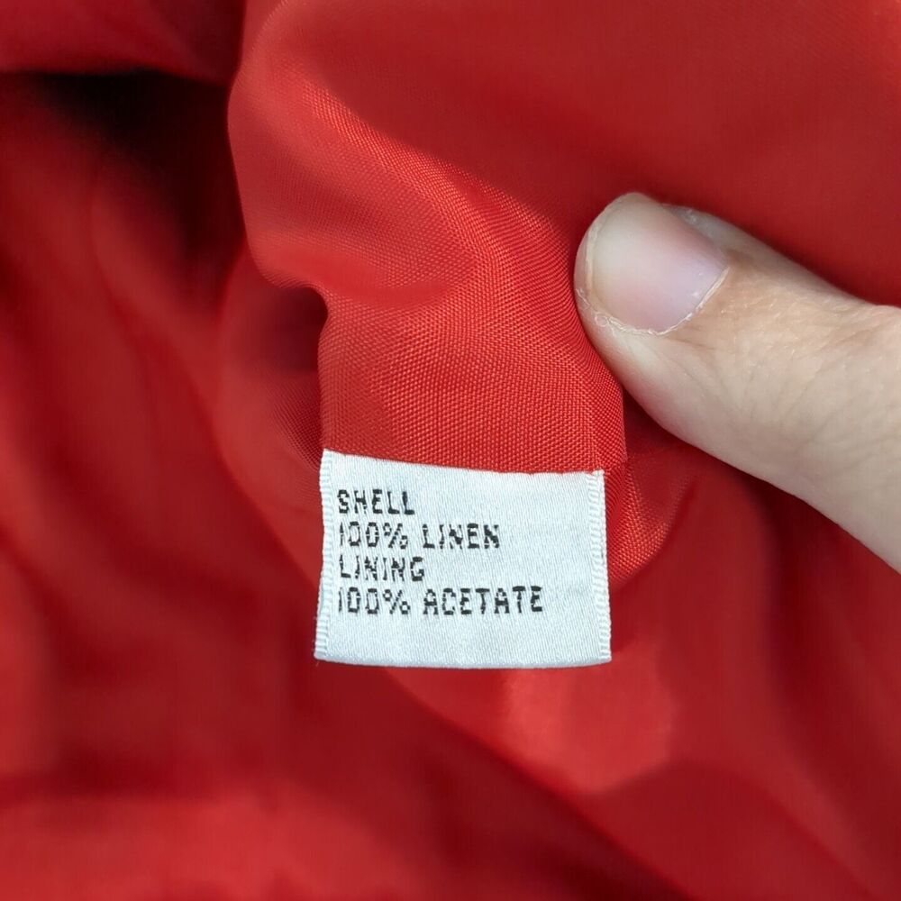 Talbots Blazer Jacket Red Linen Button Up Career … - image 5